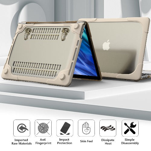 Apple MacBook Air 13-inch 2018 - 2019 - 2020 (A1932/ A2179/ A2337) - Dual Material full Protective Case- Khaki