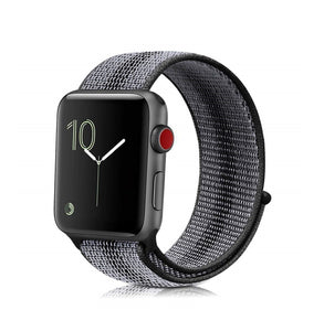 Woven Nylon Apple Watch Sport Loop 42/44MM-Black Grey Stripe