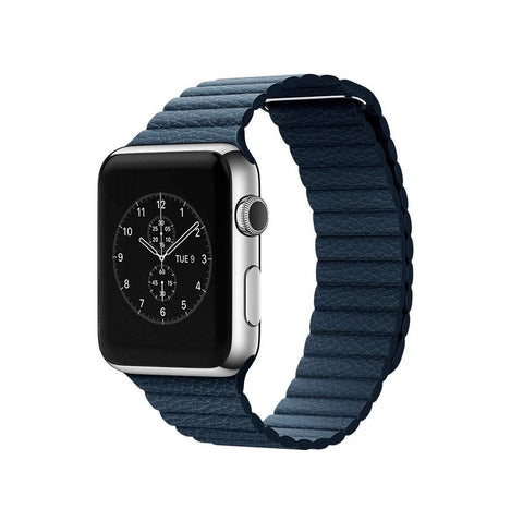 Leather Loop Band with Magnet for Apple Watch 42/44MM-Blue