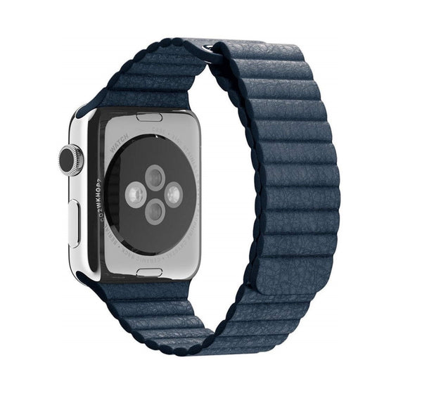 Leather Loop Band with Magnet for Apple Watch 42/44MM-Blue