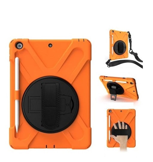 Rugged Heavy Duty & Shockproof Case For iPad 10.2 (2019-2020-2021) with Strap and Pencil Holder- Orange