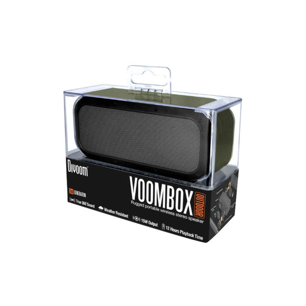 Divoom Voombox-Outdoor Water Resistant and Rugged Bluetooth Portable Speaker with Mic-Green