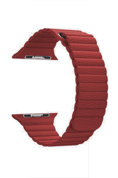 Leather Loop Band with Magnet for Apple Watch 42/44MM-Dark Red