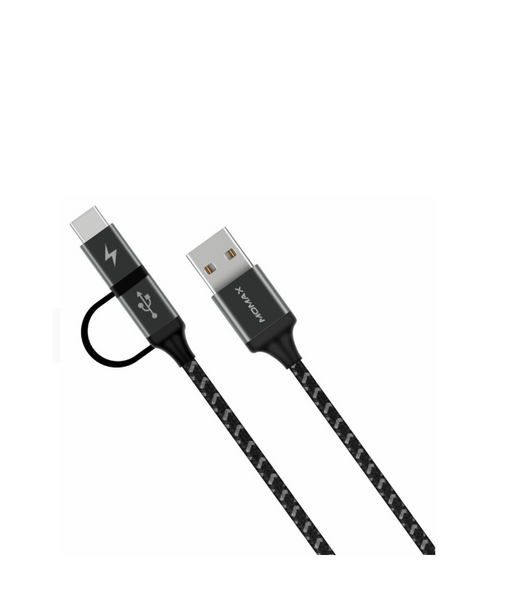 Momax Zero  Type-C Micro Usb Sync Nylon Braided Charging Data Cable( 1m) - Black