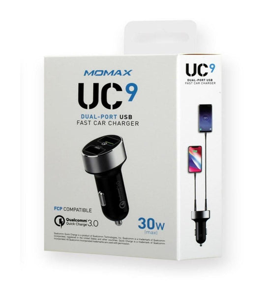 Momax USB Qualcomm 3.0 Fast Car Charger (UC9D)-Black
