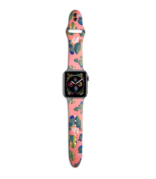 Silicone Floral -Pink Cactus for Apple Watch Band 38/40MM