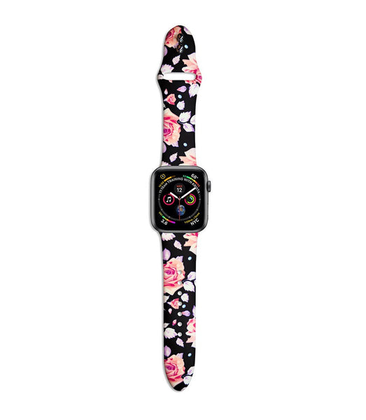 Silicone Floral -Black/Pink for Apple Watch Band 38/40MM
