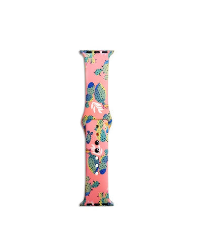 Silicone Floral -Pink Cactus for Apple Watch Band 38/40MM